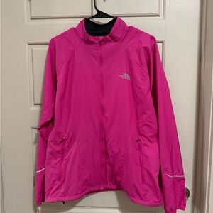 The North Face Pink Ski Jacket with Full Zipper and Collared Neckline